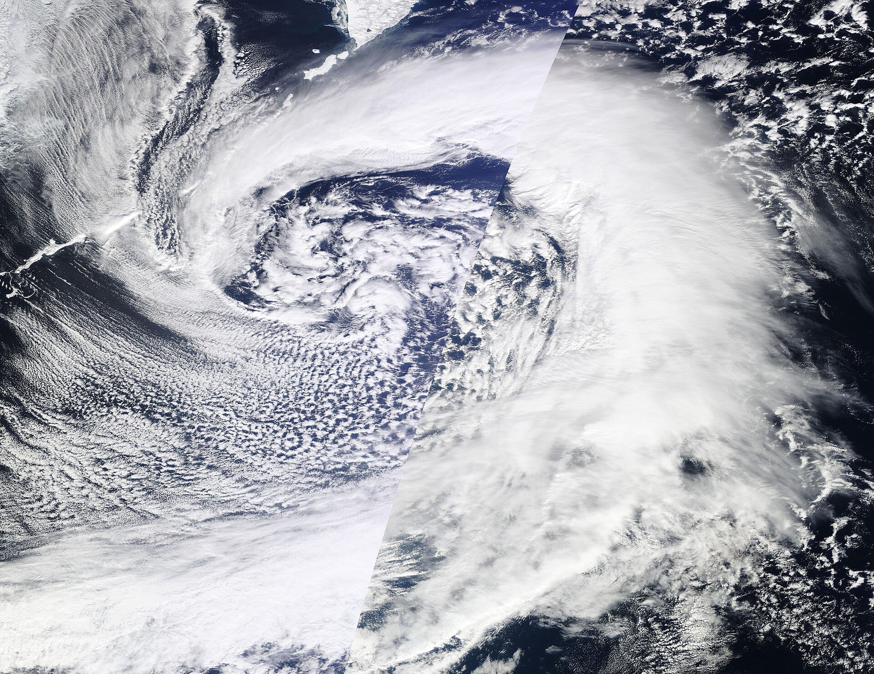 Imagem de satélite de ciclone na costa sul do Brasil